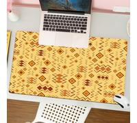 QRFASFZO Mouse Pad 31.5 × 12 inch Extended Large Mouse Mat Desk Pad, Stitched Edges Mousepad,Non-Slip Rubber Base,Warm rhythm repeating shapes，Interlocking diamonds and twists，War,Gaming Mouse Pad XL