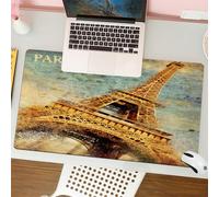 QRFASFZO Mouse Pad 31.5 × 12 inch Extended Large Mouse Mat Desk Pad, Stitched Edges Mousepad,Non-Slip Rubber Base,Timeless Paris vintage Eiffel Tower,The retro charm of the Eiffel,Gaming Mouse Pad XL