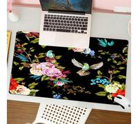 QRFASFZO Mouse Pad 31.5 × 12 inch Extended Large Mouse Mat Desk Pad, Stitched Edges Mousepad,Non-Slip Rubber Base,Roses peony wild flowers nightingale birds lily of the valley cor,Gaming Mouse Pad XL