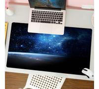 QRFASFZO Mouse Pad 31.5 × 12 inch Extended Large Mouse Mat Desk Pad, Stitched Edges Mousepad,Non-Slip Rubber Base,Earth beneath a Glittering Blue Galaxy in the Vastness of Space,Gaming Mouse Pad XL