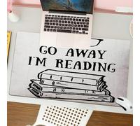 QRFASFZO Mouse Pad 31.5 × 12 inch Extended Large Mouse Mat Desk Pad, Stitched Edges Mousepad,Non-Slip Rubber Base,please go away i'm reading logo sign inspirational quotes and mot,Gaming Mouse Pad XL