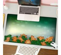 QRFASFZO Mouse Pad 31.5 × 12 inch Extended Large Mouse Mat Desk Pad, Stitched Edges Mousepad,Non-Slip Rubber Base,Christmas background,Gingerbread cookies on pine tree with snowfl,Gaming Mouse Pad XL