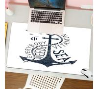 QRFASFZO Mouse Pad 31.5 × 12 inch Extended Large Mouse Mat Desk Pad, Stitched Edges Mousepad,Non-Slip Rubber Base,Hand Drawn Everybody Needs Vitamin Sea Quote Monochrome Fis,Gaming Mouse Pad XL