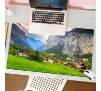 QRFASFZO Mouse Pad 31.5 × 12 inch Extended Large Mouse Mat Desk Pad, Stitched Edges Mousepad,Non-Slip Rubber Base,group of charming houses nestled in lush green valleys flanked by,Gaming Mouse Pad XL