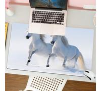 QRFASFZO Mouse Pad 31.5 × 12 inch Extended Large Mouse Mat Desk Pad, Stitched Edges Mousepad,Non-Slip Rubber Base,Winter decorations, noble horses galloping on the snow field Symb,Gaming Mouse Pad XL