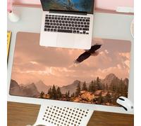 QRFASFZO Mouse Pad 31.5 × 12 inch Extended Large Mouse Mat Desk Pad, Stitched Edges Mousepad,Non-Slip Rubber Base,vulture flying over a forest mountain landscape with a dreamy clo,Gaming Mouse Pad XL
