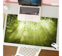 QRFASFZO Mouse Pad 31.5 × 12 inch Extended Large Mouse Mat Desk Pad, Stitched Edges Mousepad,Non-Slip Rubber Base,The sunlight pierces through the lush green leaves, creating a pe,Gaming Mouse Pad XL