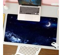 QRFASFZO Mouse Pad 31.5 × 12 inch Extended Large Mouse Mat Desk Pad, Stitched Edges Mousepad,Non-Slip Rubber Base,The dark sky is illuminated by the moon and countless stars, and,Gaming Mouse Pad XL