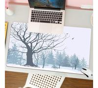 QRFASFZO Mouse Pad 31.5 × 12 inch Extended Large Mouse Mat Desk Pad, Stitched Edges Mousepad,Non-Slip Rubber Base,Ice cold forest silhouette, a naked tree in the snow dust forest,Gaming Mouse Pad XL