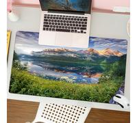 QRFASFZO Mouse Pad 31.5 × 12 inch Extended Large Mouse Mat Desk Pad, Stitched Edges Mousepad,Non-Slip Rubber Base,Majestic mountains in the Alps, dawn lake view, lake embraced by,Gaming Mouse Pad XL