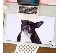 QRFASFZO Mouse Pad 31.5 × 12 inch Extended Large Mouse Mat Desk Pad, Stitched Edges Mousepad,Non-Slip Rubber Base,Adorable french bulldog sitting down on white background.,Gaming Mouse Pad XL