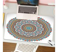 QRFASFZO Mouse Pad 31.5 × 12 inch Extended Large Mouse Mat Desk Pad, Stitched Edges Mousepad,Non-Slip Rubber Base,Mandala Decor,Vintage Moroccan Sacred Hidden Mean Ritual Belief D,Gaming Mouse Pad XL