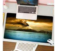 QRFASFZO Mouse Pad 31.5 × 12 inch Extended Large Mouse Mat Desk Pad, Stitched Edges Mousepad,Non-Slip Rubber Base,The dramatic scene of the volcanic eruption at dusk, sits on a ma,Gaming Mouse Pad XL