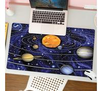 QRFASFZO Mouse Pad 31.5 × 12 inch Extended Large Mouse Mat Desk Pad, Stitched Edges Mousepad,Non-Slip Rubber Base,solar system with planets orbiting him and Sun in space and ITS p,Gaming Mouse Pad XL
