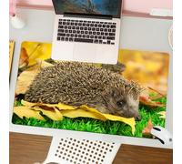 QRFASFZO Mouse Pad 31.5 × 12 inch Extended Large Mouse Mat Desk Pad, Stitched Edges Mousepad,Non-Slip Rubber Base,Hedgehog, cute little hedgehog on autumn leaves in forest scenes,Gaming Mouse Pad XL