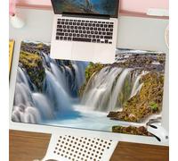 QRFASFZO Mouse Pad 31.5 × 12 inch Extended Large Mouse Mat Desk Pad, Stitched Edges Mousepad,Non-Slip Rubber Base,Waterfall, Bruarfoss waterfall in the Iceland river landscape,Gaming Mouse Pad XL