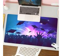 QRFASFZO Mouse Pad 31.5 × 12 inch Extended Large Mouse Mat Desk Pad, Stitched Edges Mousepad,Non-Slip Rubber Base,Graduation Decor, Convocation Crowd Concept Student Hands Throwin,Gaming Mouse Pad XL