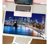 QRFASFZO Mouse Pad 31.5 × 12 inch Extended Large Mouse Mat Desk Pad, Stitched Edges Mousepad,Non-Slip Rubber Base,Brooklyn Bridge and the Lower Manhattan at dusk.,Gaming Mouse Pad XL