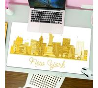 QRFASFZO Mouse Pad 31.5 × 12 inch Extended Large Mouse Mat Desk Pad, Stitched Edges Mousepad,Non-Slip Rubber Base,Golden outline of New York, amazing outline of the city’s skyline,Gaming Mouse Pad XL