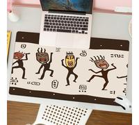 QRFASFZO Mouse Pad 31.5 × 12 inch Extended Large Mouse Mat Desk Pad, Stitched Edges Mousepad,Non-Slip Rubber Base,Primitive, Native American Dancing Cartoon Wearing African Masks,Gaming Mouse Pad XL