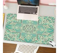 QRFASFZO Mouse Pad 31.5 × 12 inch Extended Large Mouse Mat Desk Pad, Stitched Edges Mousepad,Non-Slip Rubber Base,Turquoise, Arabic, Islamic, Persian, Ottoman Empire, Pattern, Tur,Gaming Mouse Pad XL