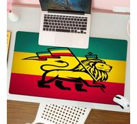 QRFASFZO Mouse Pad 31.5 × 12 inch Extended Large Mouse Mat Desk Pad, Stitched Edges Mousepad,Non-Slip Rubber Base,Rasta, Judah Lion With A Rastafarian Flag King Jungle Reggae Them,Gaming Mouse Pad XL