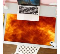 QRFASFZO Mouse Pad 31.5 × 12 inch Extended Large Mouse Mat Desk Pad, Stitched Edges Mousepad,Non-Slip Rubber Base,Abstract black and red orange dark marble background,Gaming Mouse Pad XL