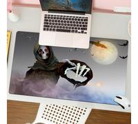 QRFASFZO Mouse Pad 31.5 × 12 inch Extended Large Mouse Mat Desk Pad, Stitched Edges Mousepad,Non-Slip Rubber Base,3D Illustration of a death in the hood grim Reaper standing on Ha,Gaming Mouse Pad XL