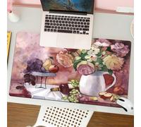 QRFASFZO Mouse Pad 31.5 × 12 inch Extended Large Mouse Mat Desk Pad, Stitched Edges Mousepad,Non-Slip Rubber Base,Watercolor still life with fruit and a bottle of wine,Gaming Mouse Pad XL