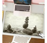 QRFASFZO Mouse Pad 31.5 × 12 inch Extended Large Mouse Mat Desk Pad, Stitched Edges Mousepad,Non-Slip Rubber Base,Ocean Set, Calm Zen Water Coastline Grunge Style,Gaming Mouse Pad XL
