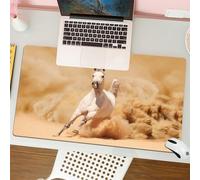 QRFASFZO Mouse Pad 31.5 × 12 inch Extended Large Mouse Mat Desk Pad, Stitched Edges Mousepad,Non-Slip Rubber Base,Horses,Arabian Horse Breed Running Out of the Desert Storm Sand H,Gaming Mouse Pad XL