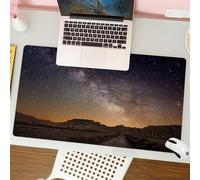 QRFASFZO Mouse Pad 31.5 × 12 inch Extended Large Mouse Mat Desk Pad, Stitched Edges Mousepad,Non-Slip Rubber Base,Night, Milky Way over the desert of Bardenas Spain Ethereal view,Gaming Mouse Pad XL
