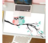 QRFASFZO Mouse Pad 31.5 × 12 inch Extended Large Mouse Mat Desk Pad, Stitched Edges Mousepad,Non-Slip Rubber Base,Love - Theme owl, owl on the branch full of atmosphere, Valentine,Gaming Mouse Pad XL