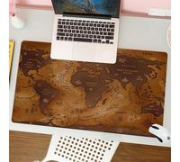 QRFASFZO Mouse Pad 31.5 × 12 inch Extended Large Mouse Mat Desk Pad, Stitched Edges Mousepad,Non-Slip Rubber Base,Vintage Retro Ocean Mountain World Map,Gaming Mouse Pad XL