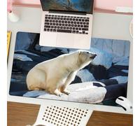 QRFASFZO Mouse Pad 31.5 × 12 inch Extended Large Mouse Mat Desk Pad, Stitched Edges Mousepad,Non-Slip Rubber Base,Zoo, polar bear wildlife park rocks water cold tourist attraction,Gaming Mouse Pad XL