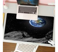QRFASFZO Mouse Pad 31.5 × 12 inch Extended Large Mouse Mat Desk Pad, Stitched Edges Mousepad,Non-Slip Rubber Base,breathtaking view of the Earth rising above the moon's rocky terr,Gaming Mouse Pad XL