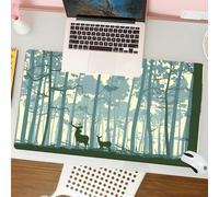 QRFASFZO Mouse Pad 31.5 × 12 inch Extended Large Mouse Mat Desk Pad, Stitched Edges Mousepad,Non-Slip Rubber Base,Deer, stags and doe in the fog, shrouded trees, standing tall tre,Gaming Mouse Pad XL
