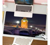 QRFASFZO Mouse Pad 31.5 × 12 inch Extended Large Mouse Mat Desk Pad, Stitched Edges Mousepad,Non-Slip Rubber Base,Enchanting London Nightscape，The Iconic Big Ben Shining Bright Ab,Gaming Mouse Pad XL
