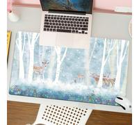 QRFASFZO Mouse Pad 31.5 × 12 inch Extended Large Mouse Mat Desk Pad, Stitched Edges Mousepad,Non-Slip Rubber Base,Winter forest landscape, a herd of deer roaming in the glittering,Gaming Mouse Pad XL
