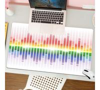 QRFASFZO Mouse Pad 31.5 × 12 inch Extended Large Mouse Mat Desk Pad, Stitched Edges Mousepad,Non-Slip Rubber Base,Music, Rainbow Shining Digital Equalizer Amplifier Club Recording,Gaming Mouse Pad XL