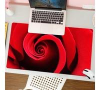 QRFASFZO Mouse Pad 31.5 × 12 inch Extended Large Mouse Mat Desk Pad, Stitched Edges Mousepad,Non-Slip Rubber Base,Rose, Extreme close-up of Red Rose Bloom swirled,Gaming Mouse Pad XL