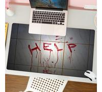 QRFASFZO Mouse Pad 31.5 × 12 inch Extended Large Mouse Mat Desk Pad, Stitched Edges Mousepad,Non-Slip Rubber Base,There are bloody 'help' rescue signals on the white walls,Gaming Mouse Pad XL