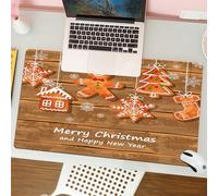 QRFASFZO Mouse Pad 31.5 × 12 inch Extended Large Mouse Mat Desk Pad, Stitched Edges Mousepad,Non-Slip Rubber Base,Gingerbread Man,Funny Watercolor Cookies on Wooden Boards Delicio,Gaming Mouse Pad XL