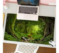QRFASFZO Mouse Pad 31.5 × 12 inch Extended Large Mouse Mat Desk Pad, Stitched Edges Mousepad,Non-Slip Rubber Base,serene jungle scene with winding dirt paths, ancient trees and st,Gaming Mouse Pad XL