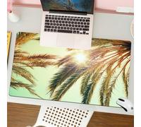 QRFASFZO Mouse Pad 31.5 × 12 inch Extended Large Mouse Mat Desk Pad, Stitched Edges Mousepad,Non-Slip Rubber Base,Palm leaf, shining sun through branches. Retro effect. Exotic hol,Gaming Mouse Pad XL