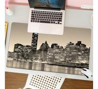 QRFASFZO Mouse Pad 31.5 × 12 inch Extended Large Mouse Mat Desk Pad, Stitched Edges Mousepad,Non-Slip Rubber Base,New York City Manhattan midtown skyline black and white at night,Gaming Mouse Pad XL