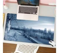 QRFASFZO Mouse Pad 31.5 × 12 inch Extended Large Mouse Mat Desk Pad, Stitched Edges Mousepad,Non-Slip Rubber Base,View of the city of Mozhaisk in the Moscow region on a frosty win,Gaming Mouse Pad XL