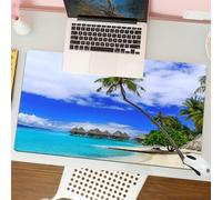QRFASFZO Mouse Pad 31.5 × 12 inch Extended Large Mouse Mat Desk Pad, Stitched Edges Mousepad,Non-Slip Rubber Base,Over-water bungalows of luxury tropical resort Bora Bora island n,Gaming Mouse Pad XL
