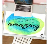 QRFASFZO Mouse Pad 31.5 × 12 inch Extended Large Mouse Mat Desk Pad, Stitched Edges Mousepad,Non-Slip Rubber Base,Lifestyle,You are Amazing Inspirational Quote on Watercolor Painb,Gaming Mouse Pad XL