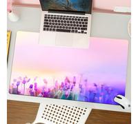 QRFASFZO Mouse Pad 31.5 × 12 inch Extended Large Mouse Mat Desk Pad, Stitched Edges Mousepad,Non-Slip Rubber Base,Watercolor flower, blurred lavender in the meadows rural country,Gaming Mouse Pad XL